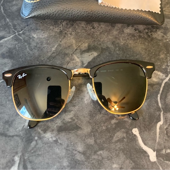 Ray-Ban 3016 Clubmaster Black Gold Tortoise Classics Sunglasses Black Gold - Picture 10 of 16